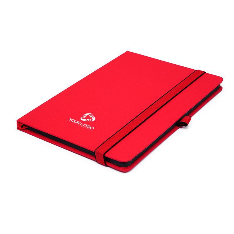 Red -Pu Leather Note Book With Elastic & Pen Holder